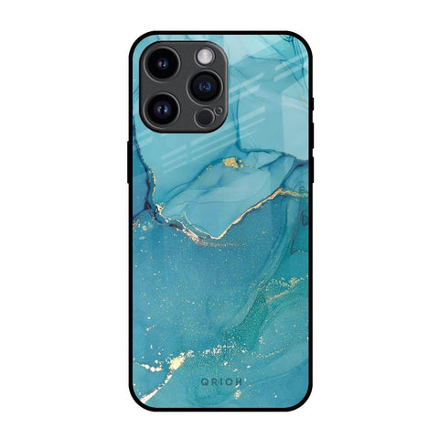 Blue Golden Glitter iPhone 14 Pro Max Glass Back Cover Online