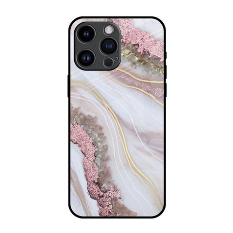 Pink & Gold Gllitter Marble iPhone 14 Pro Max Glass Back Cover Online