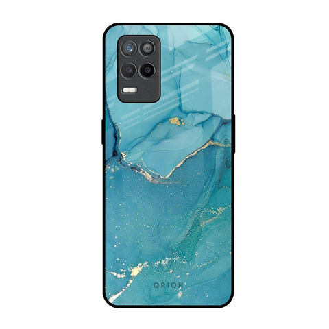 Blue Golden Glitter Realme 9 5G Glass Back Cover Online