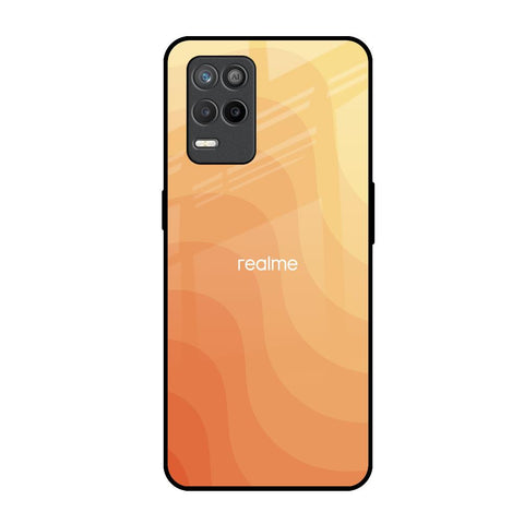Orange Curve Pattern Realme 9 5G Glass Back Cover Online