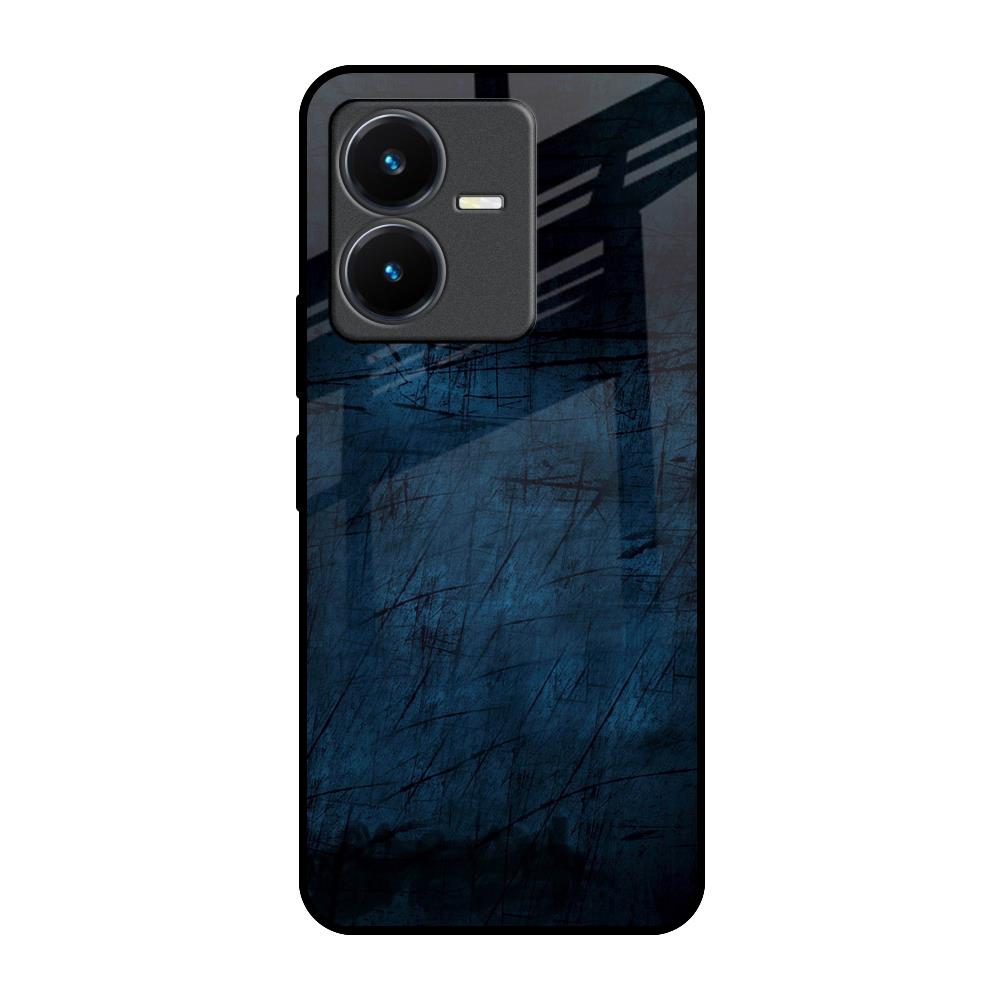 Dark Blue Grunge Vivo Y22 Glass Back Cover Online