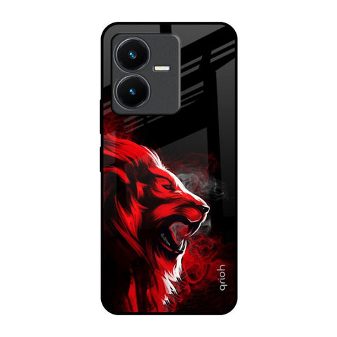 Red Angry Lion Vivo Y22 Glass Back Cover Online