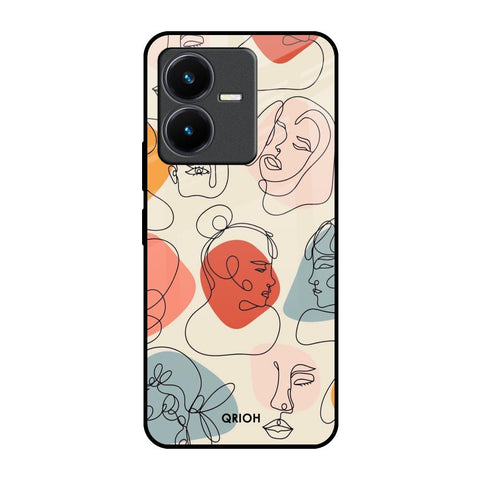 Abstract Faces Vivo Y22 Glass Back Cover Online