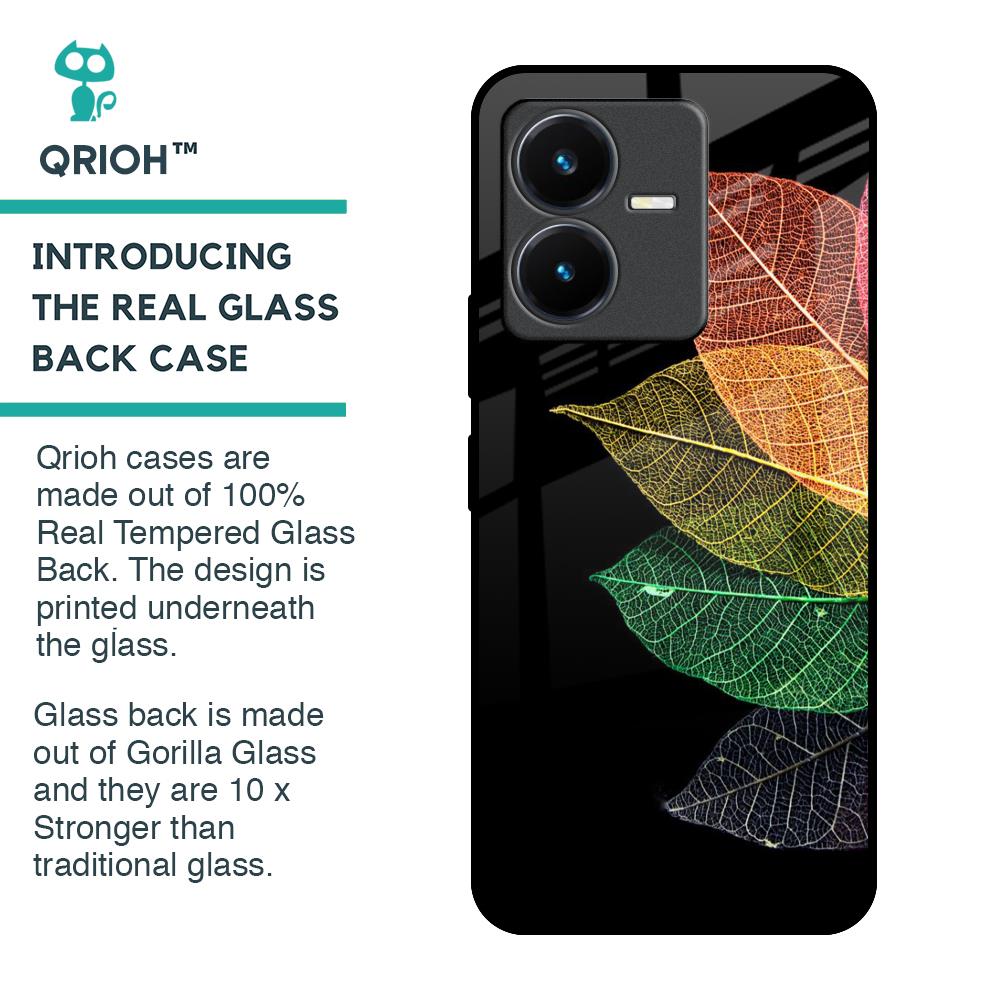 Colorful Leaves Glass Case for Vivo Y22