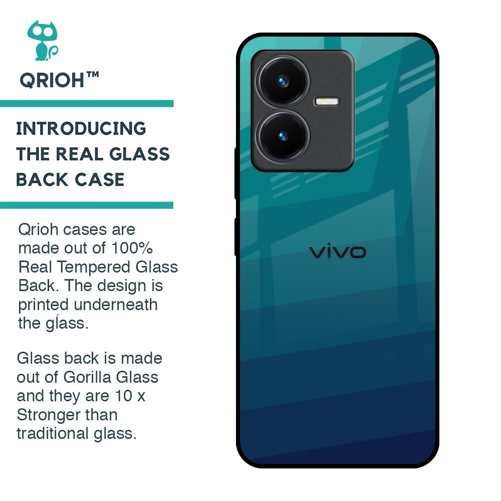 Green Triangle Pattern Glass Case for Vivo Y22