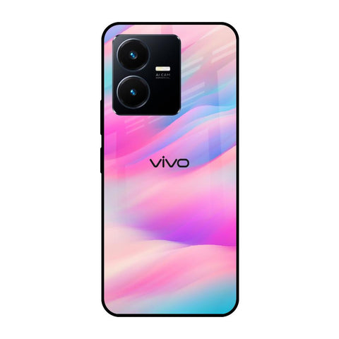 Colorful Waves Vivo Y22 Glass Cases & Covers Online