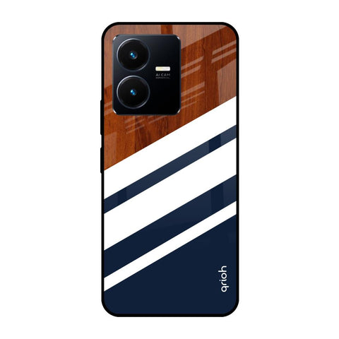 Bold Stripes Vivo Y22 Glass Cases & Covers Online