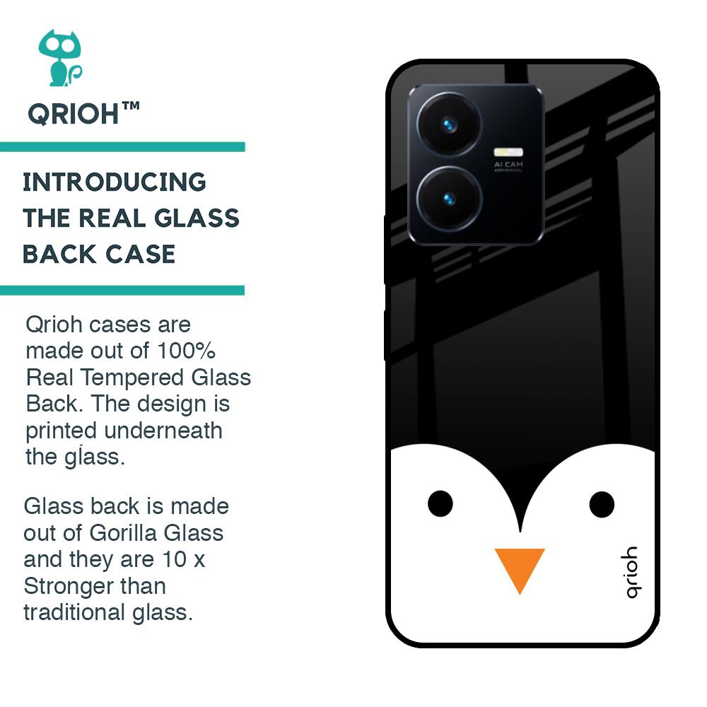 Cute Penguin Glass Case for Vivo Y22