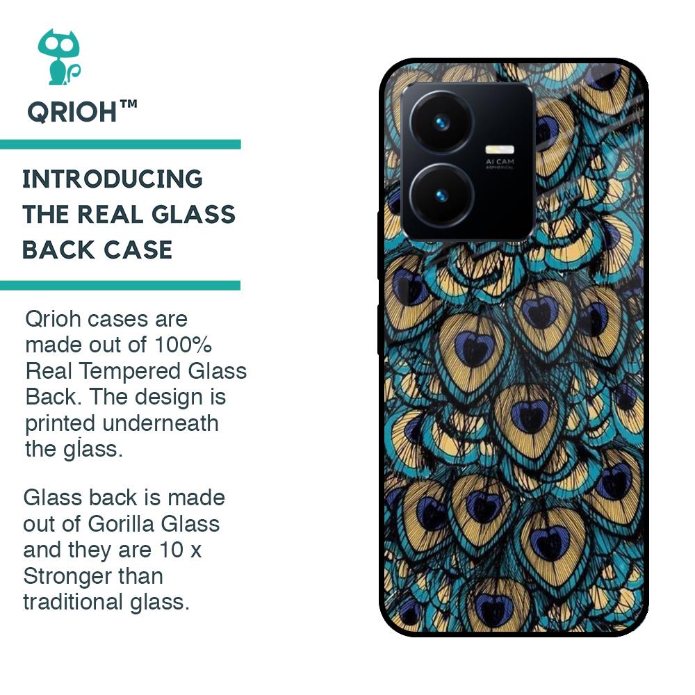Peacock Feathers Glass case for Vivo Y22