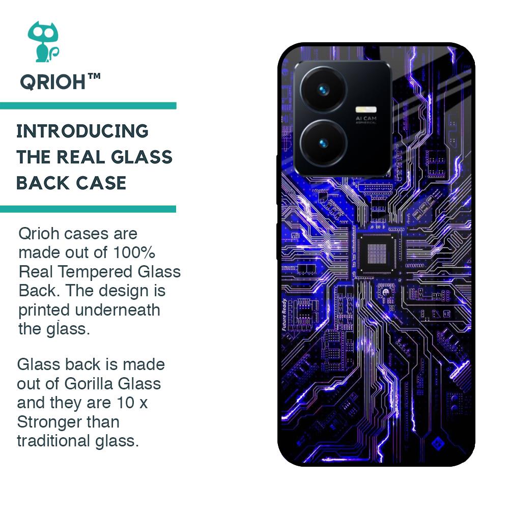 Techno Color Pattern Glass Case For Vivo Y22