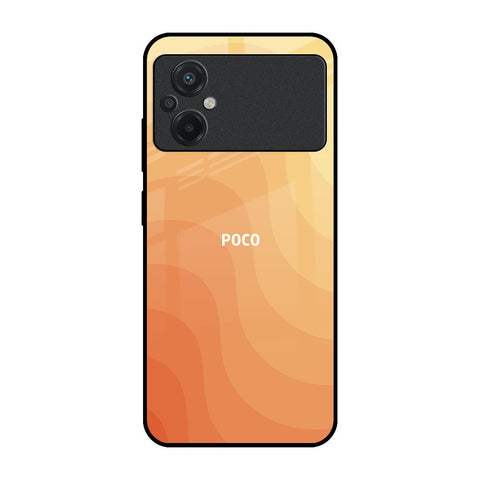 Orange Curve Pattern Poco M5 Glass Back Cover Online