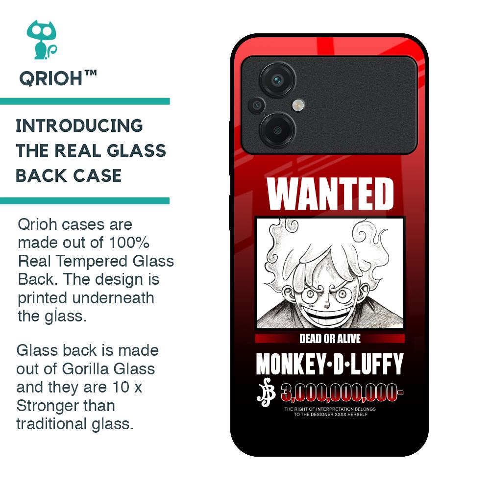 Luffy Wanted Glass Case for Poco M5
