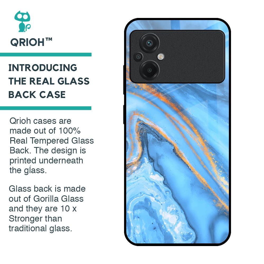 Vibrant Blue Marble Glass Case for Poco M5