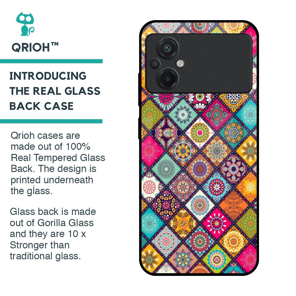 Multicolor Mandala Glass Case for Poco M5