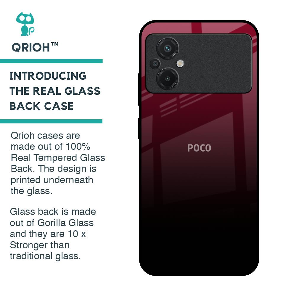 Wine Red Glass Case For Poco M5