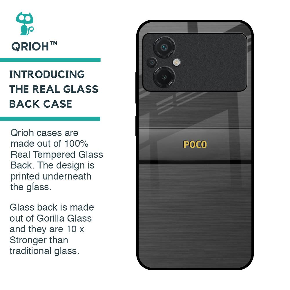 Grey Metallic Glass Case For Poco M5