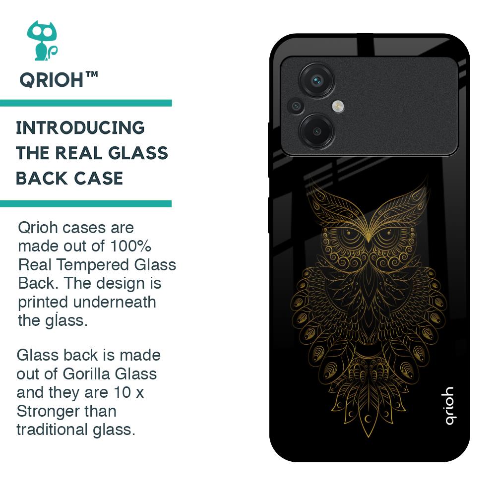 Golden Owl Glass Case for Poco M5
