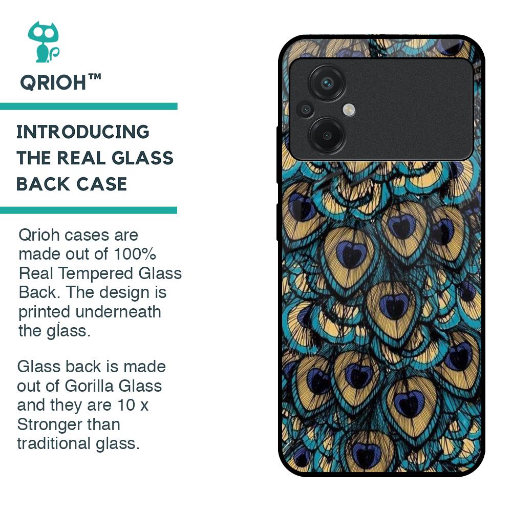 Peacock Feathers Glass case for Poco M5