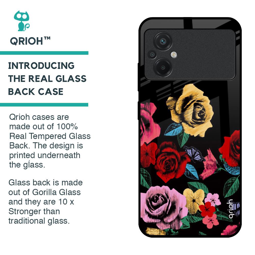 Floral Decorative Glass Case For Poco M5