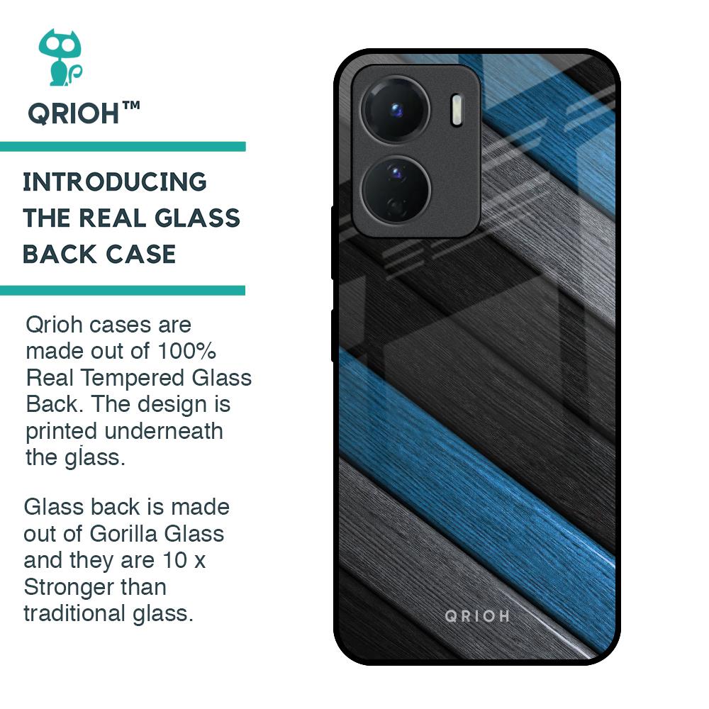 Multicolor Wooden Effect Glass Case for Vivo Y16