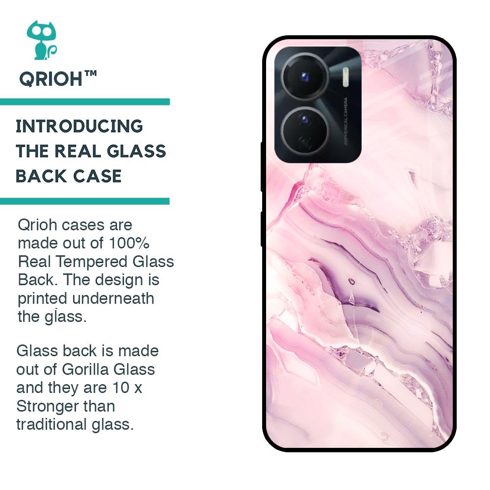 Diamond Pink Gradient Glass Case For Vivo Y16