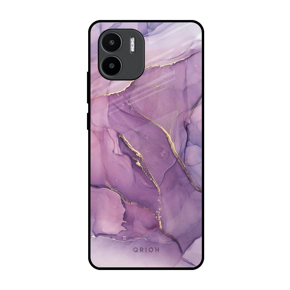 Purple Gold Marble Redmi A1 Glass Back Cover Online
