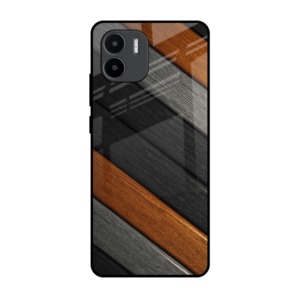 Tri Color Wood Redmi A1 Glass Back Cover Online