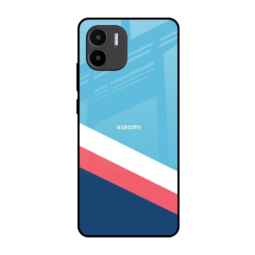 Pink & White Stripes Redmi A1 Glass Back Cover Online