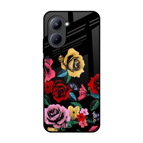 Floral Decorative Realme C33 Glass Back Cover Online
