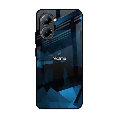 Polygonal Blue Box Realme C33 Glass Back Cover Online