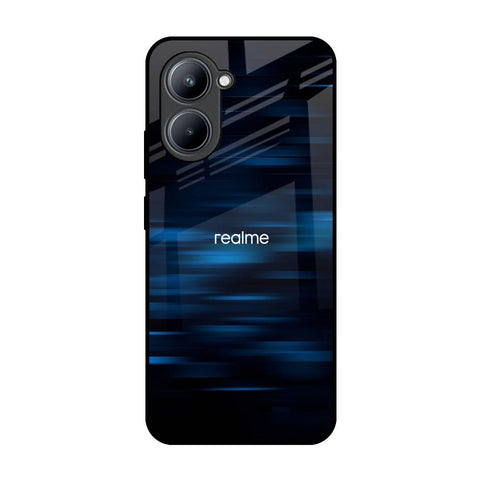 Blue Rough Abstract Realme C33 Glass Back Cover Online