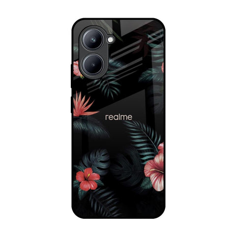 Tropical Art Flower Realme C33 Glass Back Cover Online
