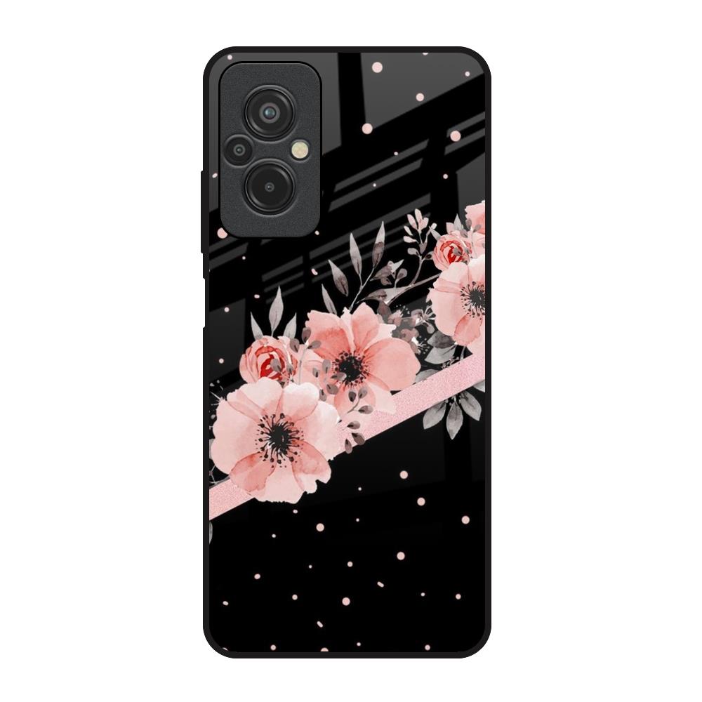 Floral Black Band Redmi 11 Prime Glass Back Cover Online