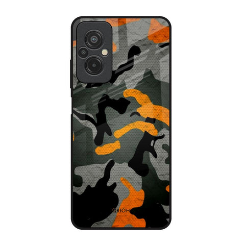 Camouflage Orange Redmi 11 Prime Glass Back Cover Online