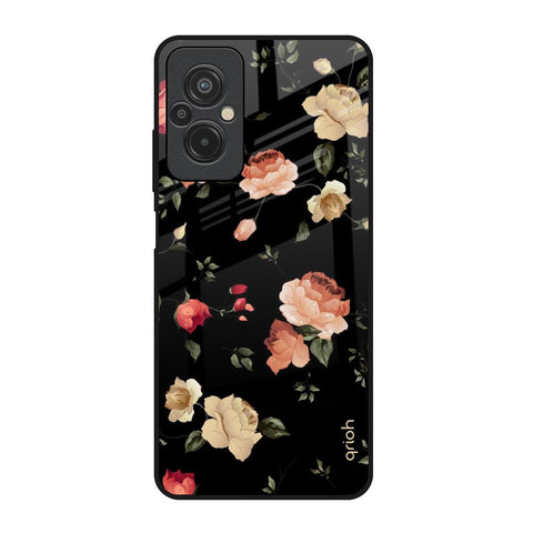Black Spring Floral Redmi 11 Prime Glass Back Cover Online