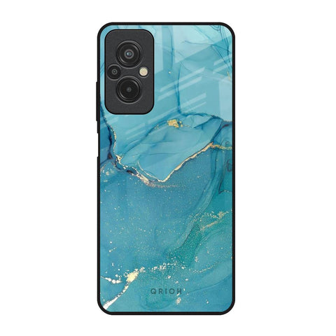 Blue Golden Glitter Redmi 11 Prime Glass Back Cover Online