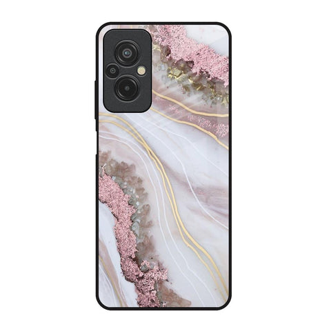 Pink & Gold Gllitter Marble Redmi 11 Prime Glass Back Cover Online