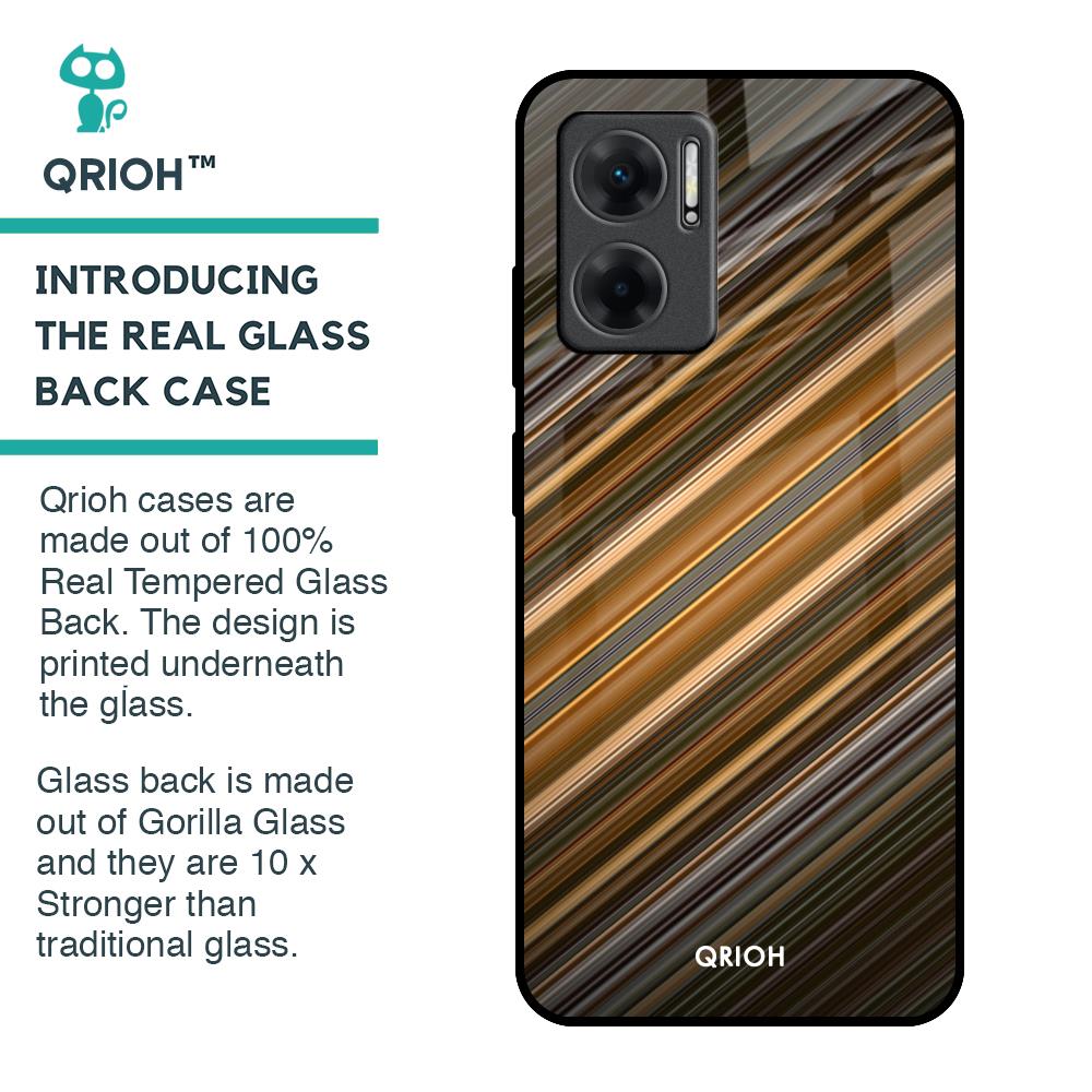 Diagonal Slash Pattern Glass Case for Redmi 11 Prime 5G