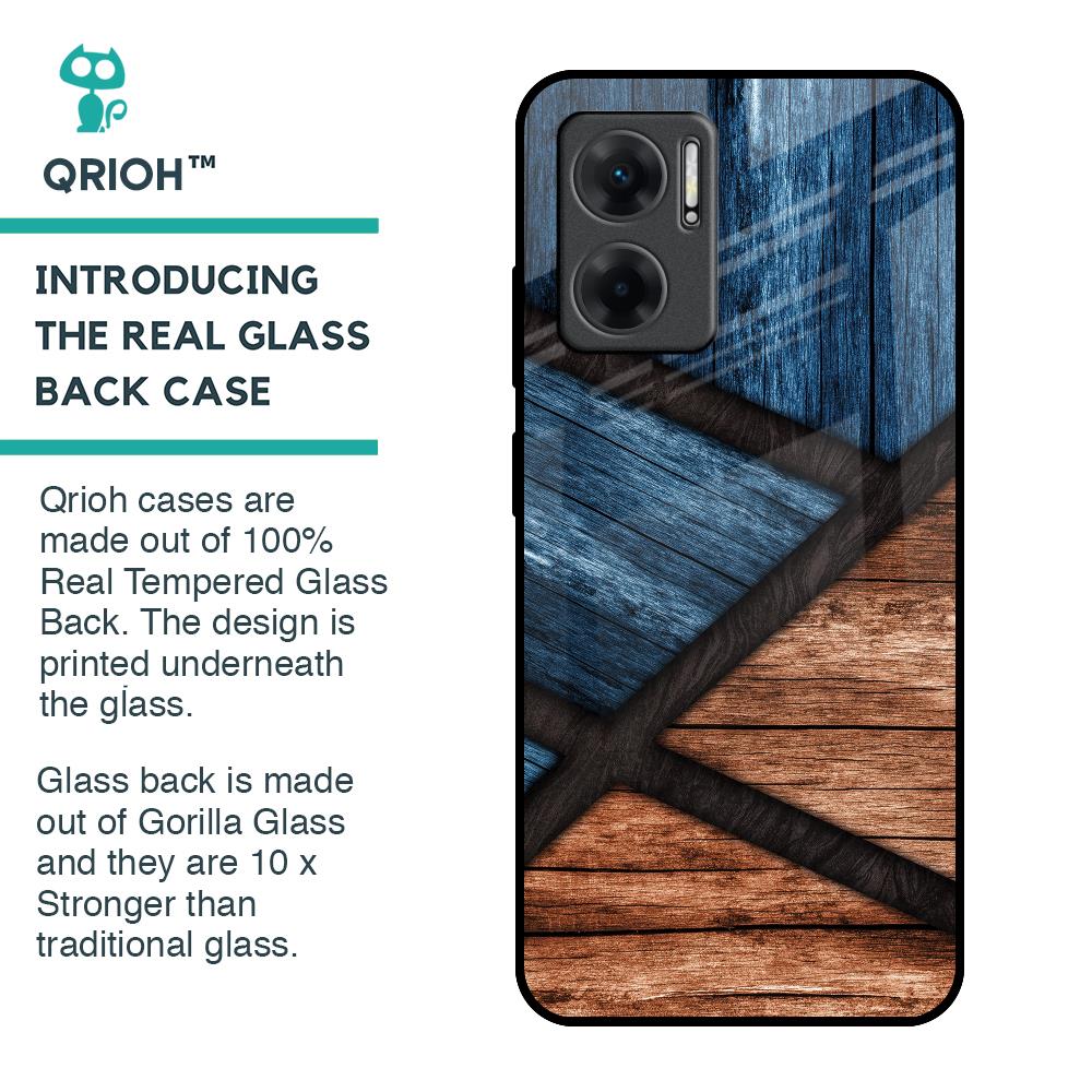 Wooden Tiles Glass Case for Redmi 11 Prime 5G