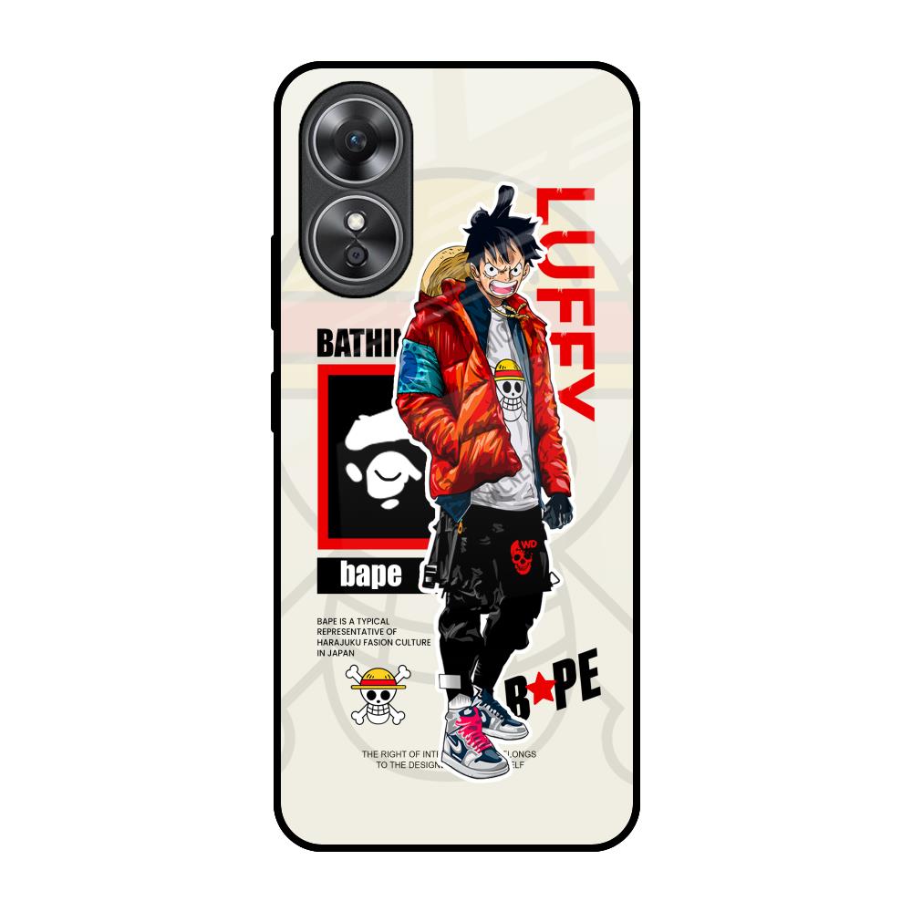 Bape Luffy OPPO A17 Glass Back Cover Online