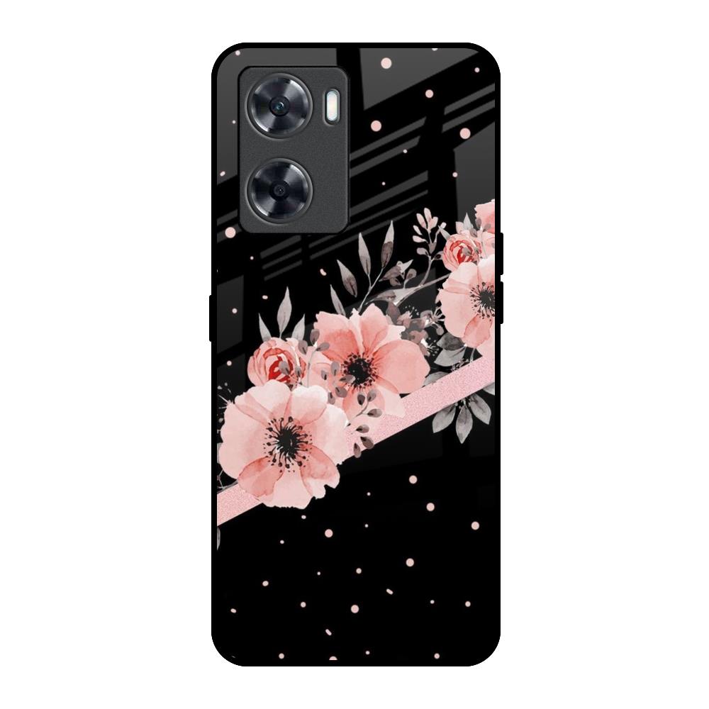 Floral Black Band OnePlus Nord N20 SE Glass Back Cover Online