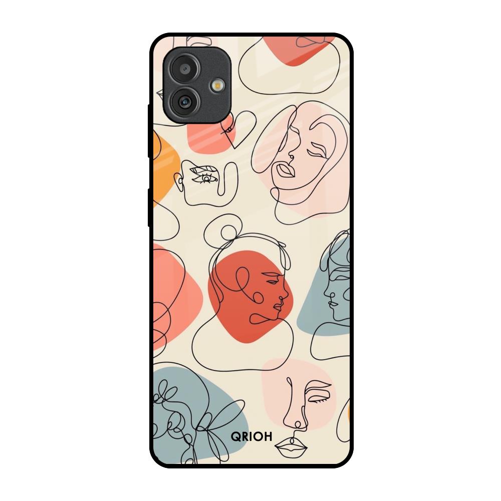 Abstract Faces Samsung Galaxy M13 5G Glass Back Cover Online