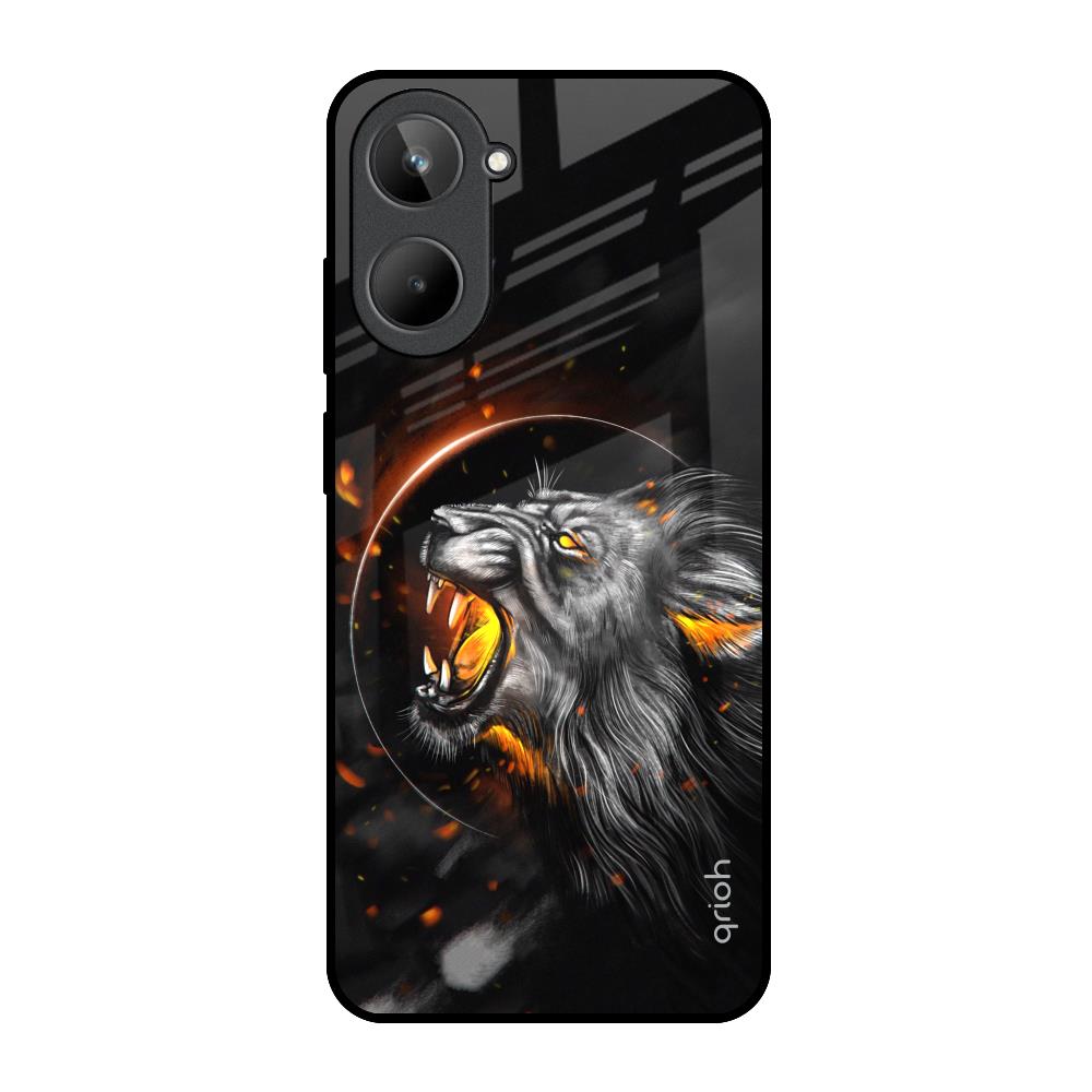 Aggressive Lion Realme 10 Glass Back Cover Online