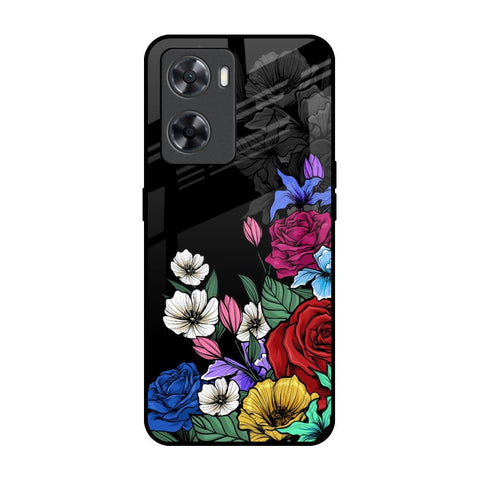 Rose Flower Bunch Art OPPO A77s Glass Back Cover Online