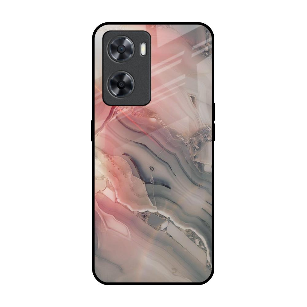 Pink And Grey Marble OPPO A77s Glass Back Cover Online