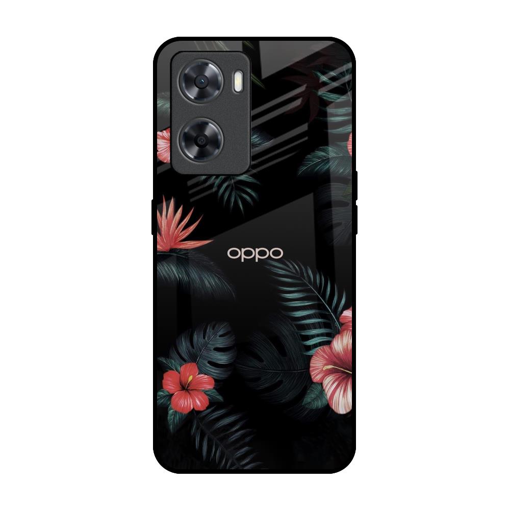 Tropical Art Flower OPPO A77s Glass Back Cover Online