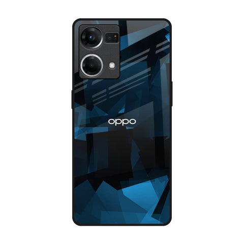 Polygonal Blue Box Oppo F21s Pro Glass Back Cover Online