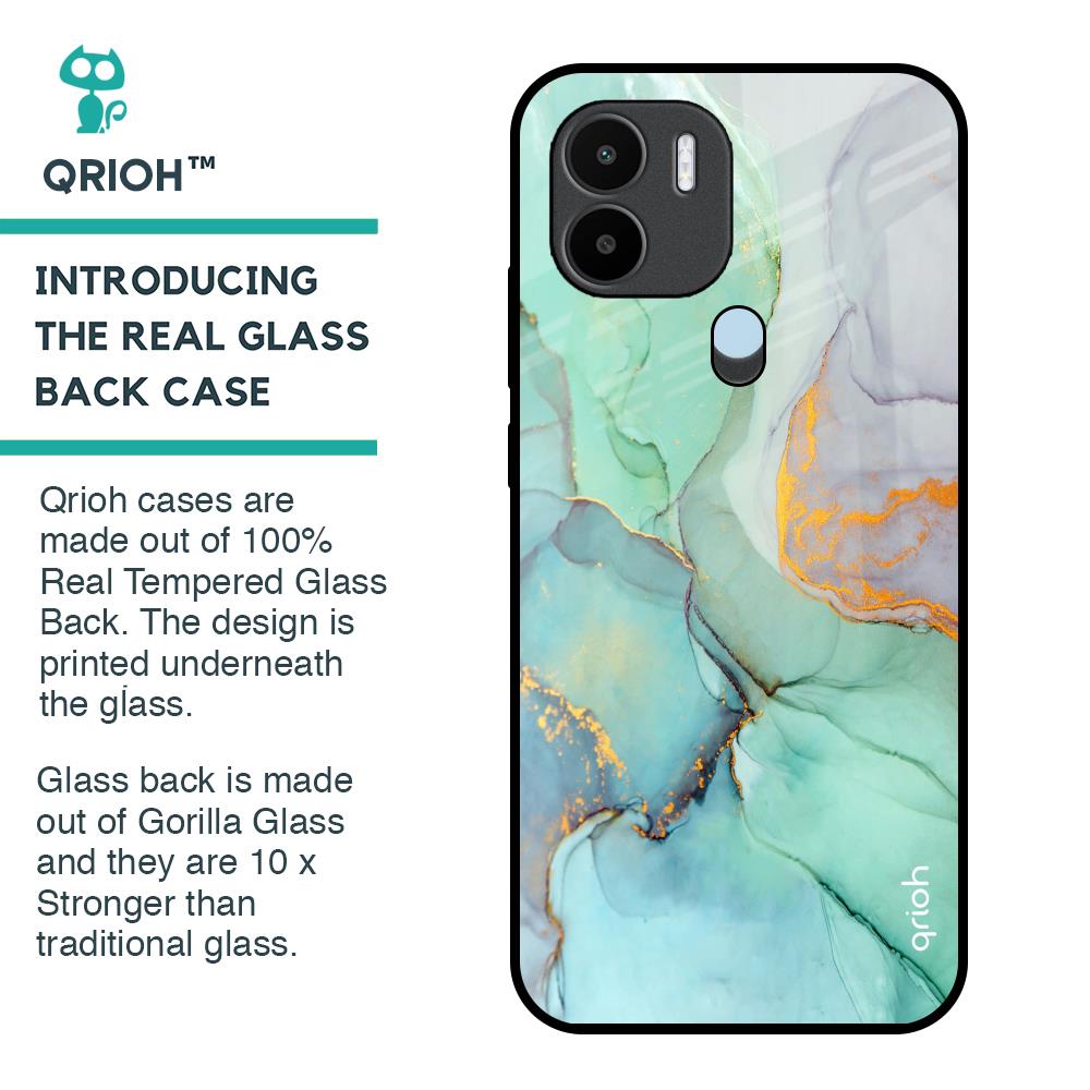 Green Marble Glass Case for Redmi A1 Plus