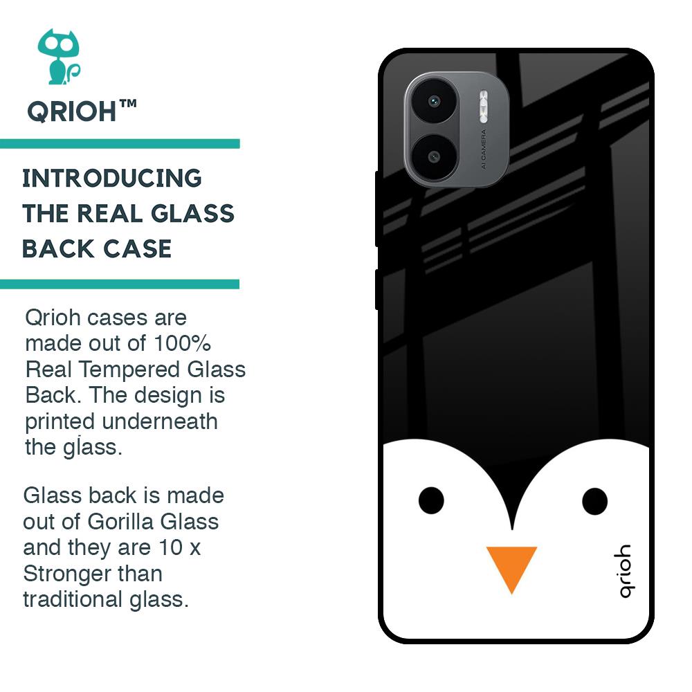 Cute Penguin Glass Case for Redmi A1 Plus