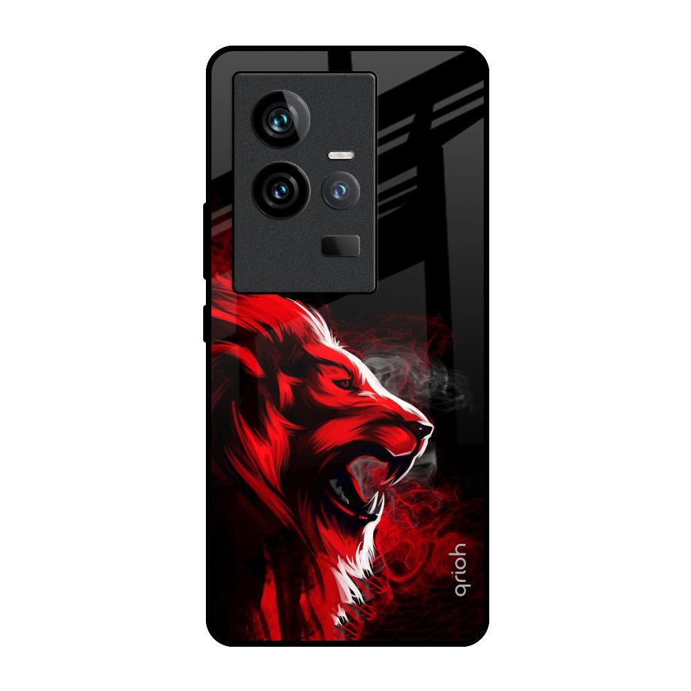 Red Angry Lion iQOO 11 Glass Back Cover Online